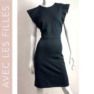 Avec Les Filles Ruffle Sleeve Black Dress Medium